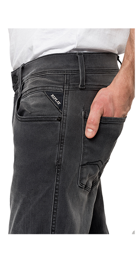 ANBASS 11.5oz ハイパーフレックス RE-USED ブラックストレッチデニム 詳細画像